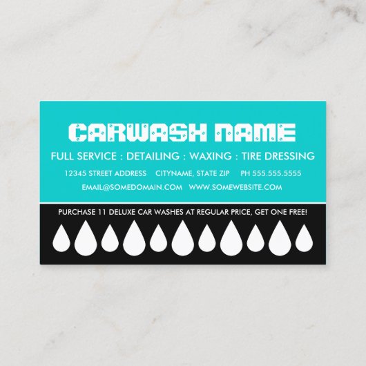 Fidélité carte perforée de station de lavage (Dos)