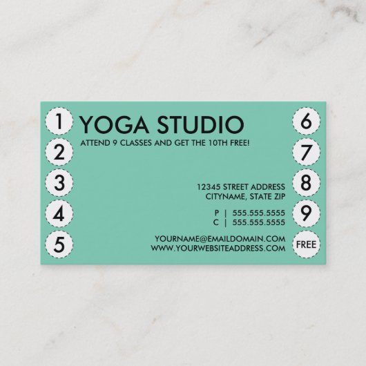 Fidélité carte perforée de yoga (Devant)