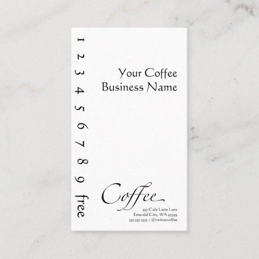 Fidélité Carte perforée verticale de café (Devant)