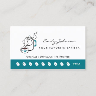 Fidélité Carte Retro Turquoise Pot de café Barista Loyalty