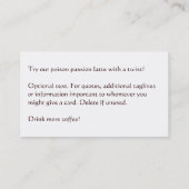 Fidélité Cette carte de punch pour boisson de café (Dos)