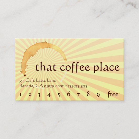 Fidélité Cette carte de punch pour boisson de café (Devant)