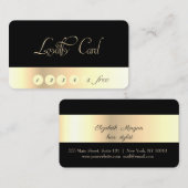 Fidélité Elégant Design Moderne, Or, Noir, Carte de fidélit (Devant / Derrière)