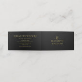 Fidélité Élégant Monogramme Noir & Or Plié Carte de fidélit (Extérieur déplié)