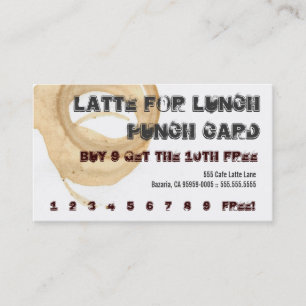 Fidélité Latte pour la carte perforée de boissons de café