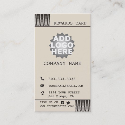 Fidélité Le client de café-restaurant récompense le carte (Devant)