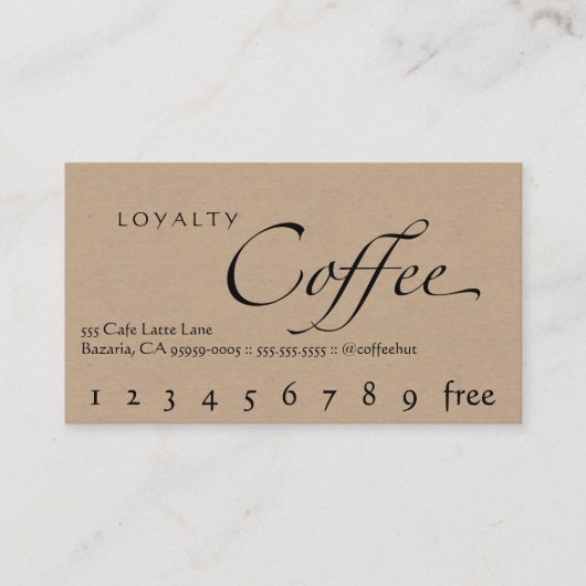 Fidélité Métier de faux de carte perforée de café de (Devant)
