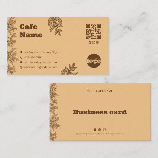 Fidélité Modèle de carte de visite de café botanique rustiq (Devant / Derrière)