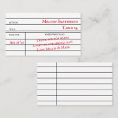 Fidélité Numéros de table de carte de sortie de bibliothèqu (Devant / Derrière)