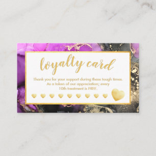 Fidélité Pink Black Gold Foil Hearts Salon Carte de fidéli
