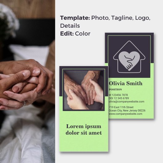 Fidélité Soins de compassion Carte de visite de soins à dom