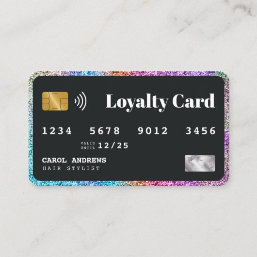 Fidélité Unique Glam Parties scintillant Carte de crédit St (Devant)
