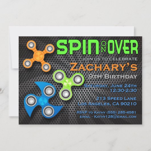 Fidget Spinner Boys verjaardagsuitnodiging Kaart (Voorkant)