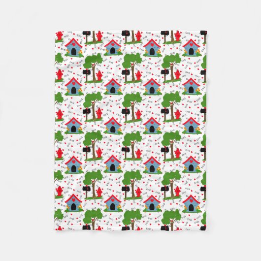 Fido Dog House Harten Botten Fleece Deken (Voorkant)