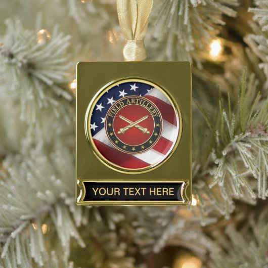 Field Artillery Branch Insignia Special Edition Verguld Banner Ornament (Boom)