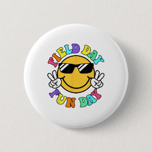 Field Day Fun Day Smile Face Teacher Kinder Field Ronde Button 5,7 Cm