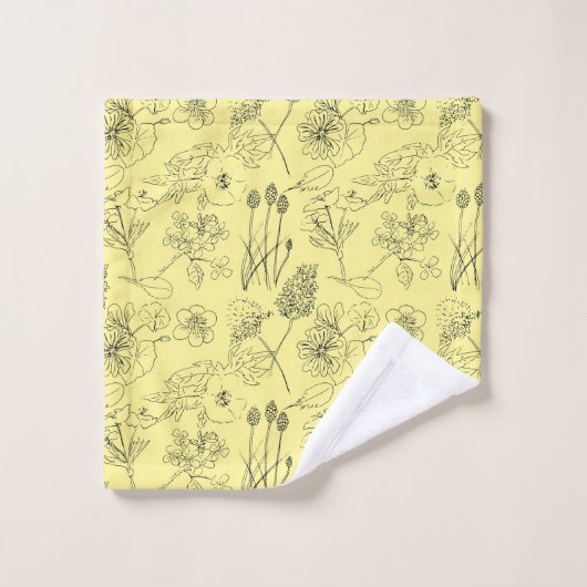 Field flowers, hand-painted in watercolour bad handdoek (Wasdoekje)