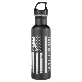 Field Hockey Girl USA Flag Waterfles