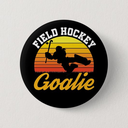Field Hockey Goalie Goalkeeper Retro Ronde Button 5,7 Cm (Voorkant)