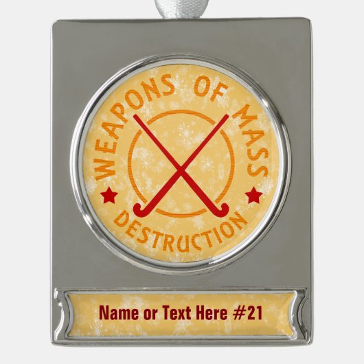 Field Hockey Personalized kerstversiering Verzilverd Banner Ornament (Voorkant)