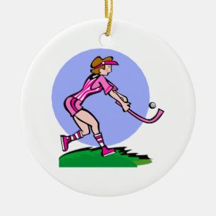 Field Hockey Pink Lady Keramisch Ornament