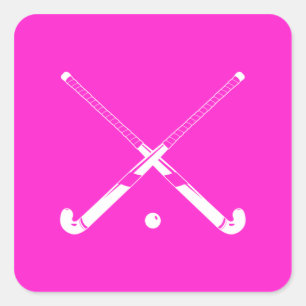 Field Hockey Silhouet Sticker Roze