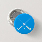 Field Hockey Silhouette Button Blue (Voorkant /achterkant)