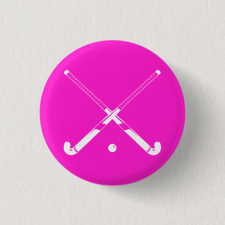 Field Hockey Silhouette Button Pink