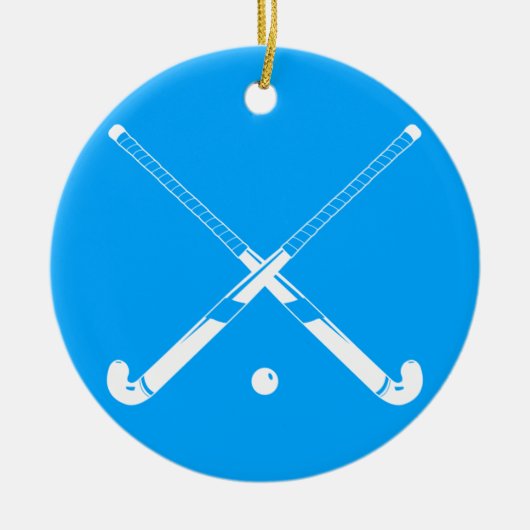 Field Hockey Silhouette Ornament Blue (Voorkant)