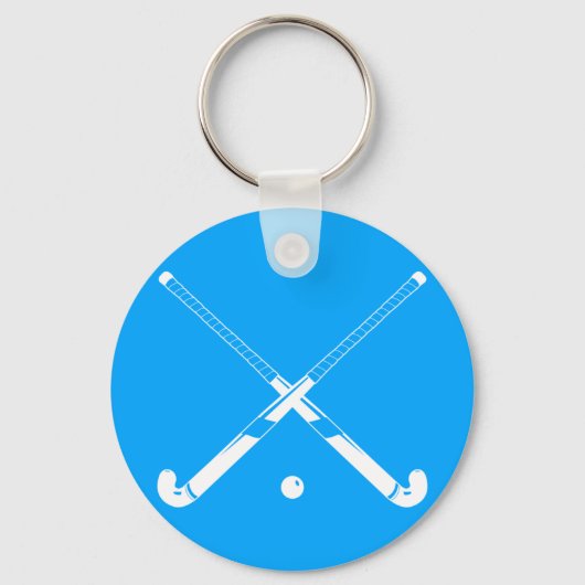 Field Hockey Silhouette Sleutelhanger Blue (Voorkant)