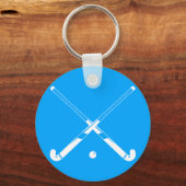 Field Hockey Silhouette Sleutelhanger Blue (Voorkant)