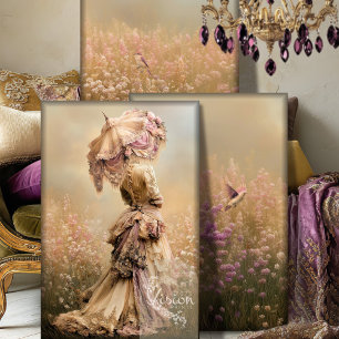 Field of Dreams Beige Violet Portret Triptiek Kuns Inpakpapier Vel
