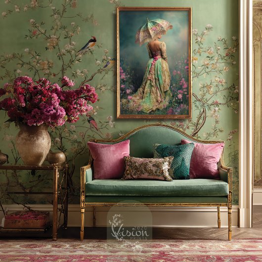 Field of Dreams, Portret en parasol, smaragdgroen Tissuepapier