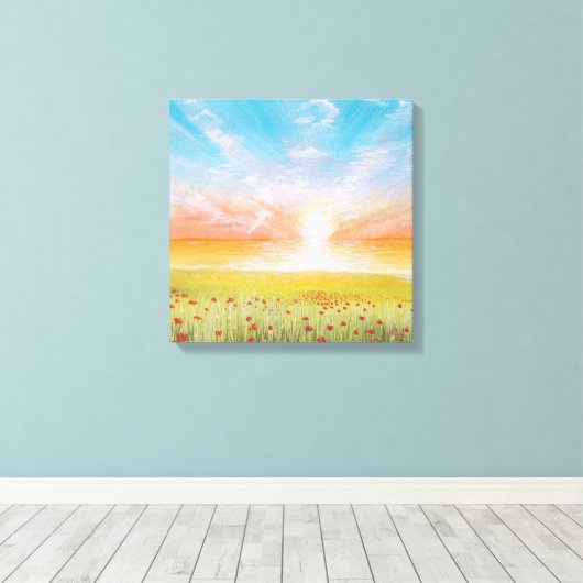 Field of Poppies Canvas Afdruk (Insitu (Houten vloer))