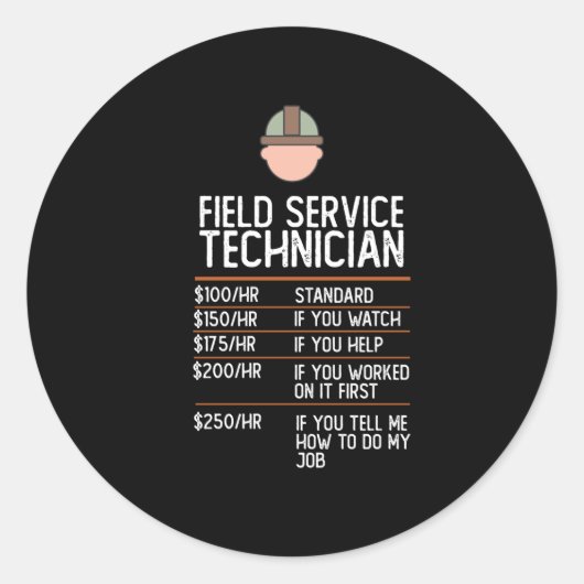 Field Service Technician Grappig cadeau cadeau ide Ronde Sticker (Voorkant)