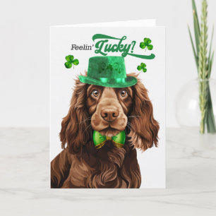 Field Spaniel Dog Feelin' Lucky St Patrick's Day Feestdagen Kaart
