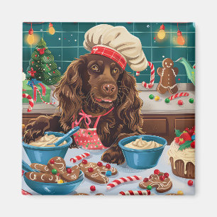Field Spaniel Holiday Baking: Feestelijke Kerst Magneet
