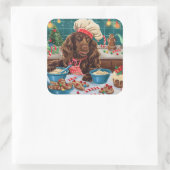 Field Spaniel Holiday Baking: Feestelijke Kerst Vierkante Sticker (Tas)