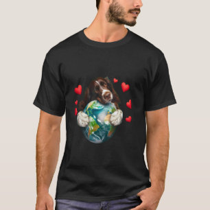 Field Spaniel-hond Aardedag knuffel Liefde Baas di T-shirt