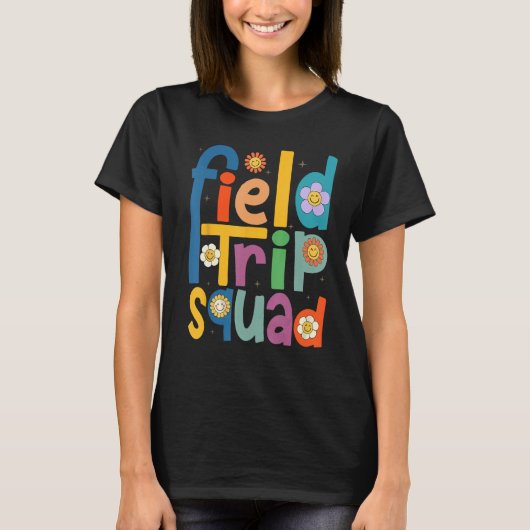 Field Trip Squad Groovy Retro Field Day 2023 Teach T-shirt (Voorkant)