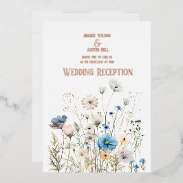Field Wildflowers Roos Gold Foil Invitation Folie Uitnodiging