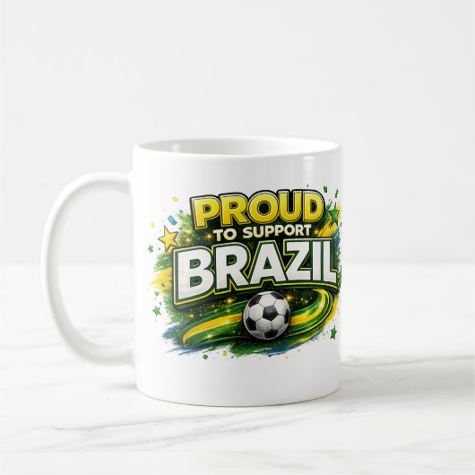 FIER DE SOUTENIR LE BRÉSIL Mug pour supporter de f (Gauche)