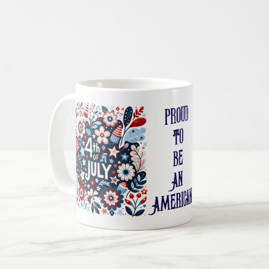Fier d'être un Américain - 4 juillet café Mug (Devant gauche)
