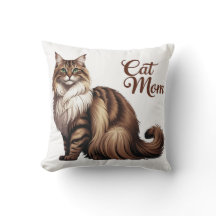 Fier Maine Coon Chat Maman Coussin I
