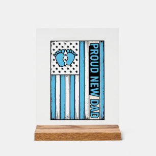 Fier Nouveau Papa Pieds de Bébé Drapeau Vector Des