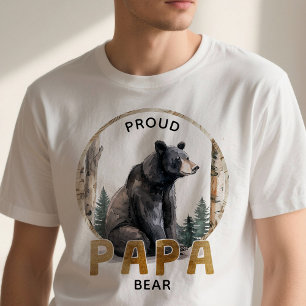 Fier Papa Ours Woodland Family T-shirt