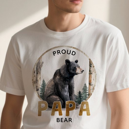 Fier Papa Ours Woodland Family T-shirt