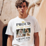 Fier petit ami du T-shirt Graduate<br><div class="desc">Montrez votre fierté et votre joie en tant que petite amie diplômée avec nos t-shirts de cérémonie de remise de diplômes blanc et or spécialement conçus. Ces pièces taillées sur mesure, avec un design classique de carton-mortier, cinq photos personnelles, la déclaration audacieuse "fière copine du diplômé", et personnalisées avec votre...</div>