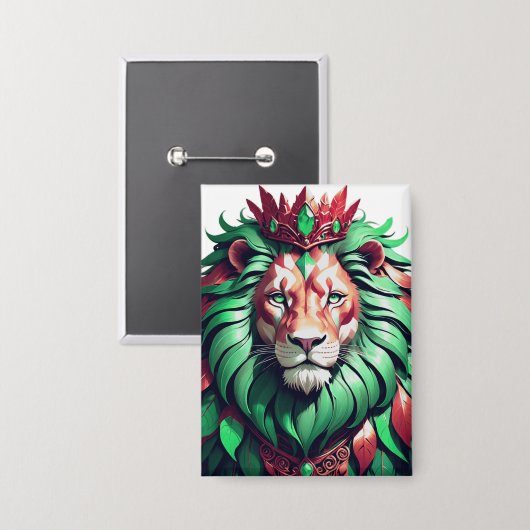 Fierce Animal King Premium Graphic Art P Button (Voorkant / Achterkant)