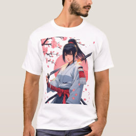 Fierce Anime Samurai Girl Katana | Japanse krijger T-shirt